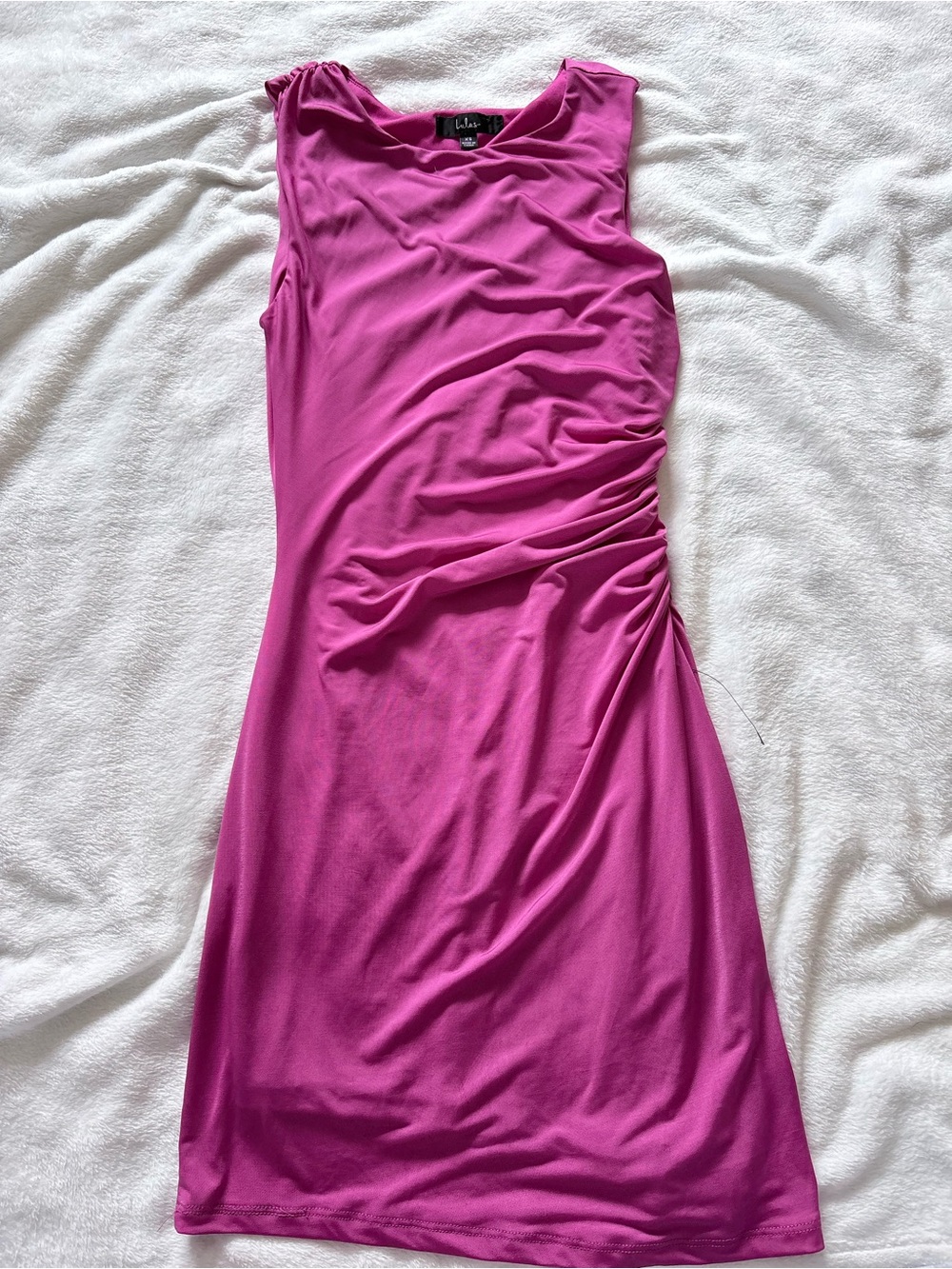 Lulus Eye-Catching Flirt Magenta Ruched Asymmetrical Mini Dress NWOT